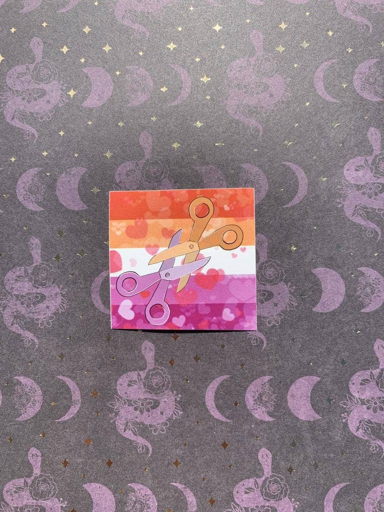Lesbian Flag Scissor Love Sticker