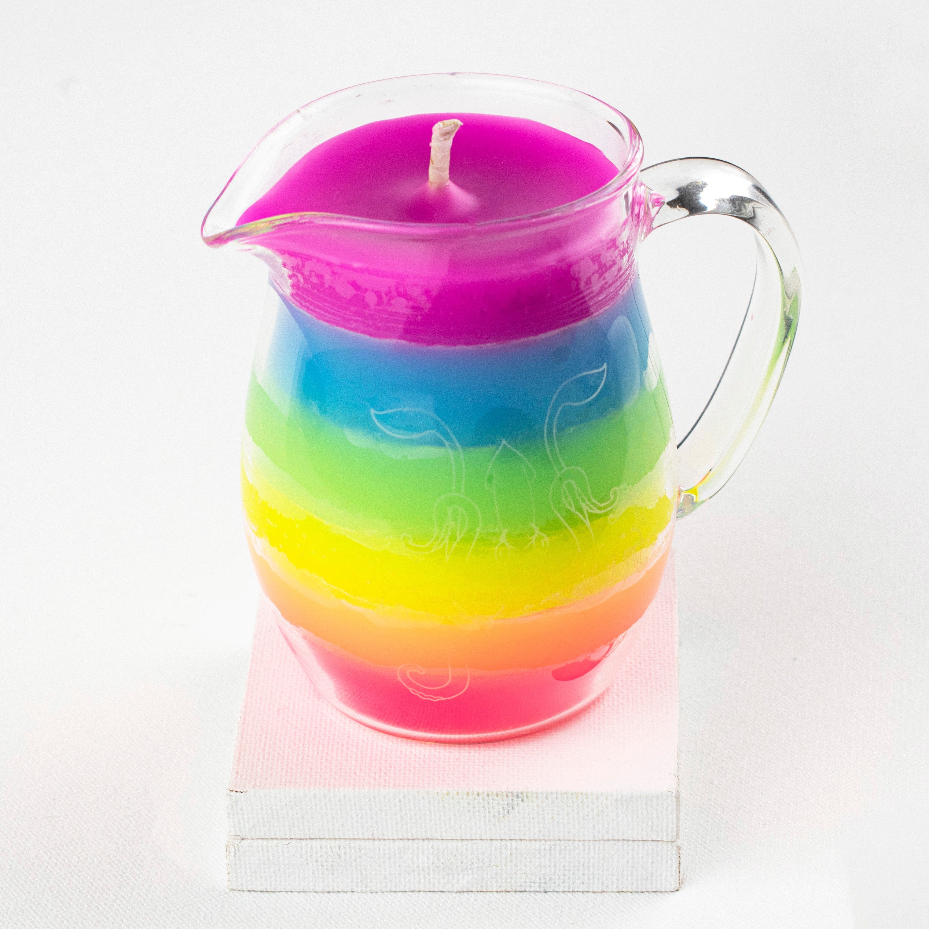 Blacklight Rainbow in a Jar Wax Play Candle - Low Temp - Unscented - UV Reactive Pitcher Candle